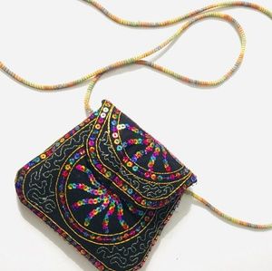 Handcrafted Sequin Embroidered Crossbody Pouch